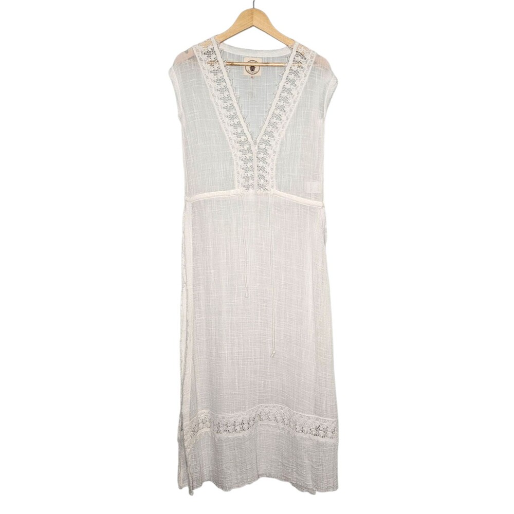 MUCHE ET MUCHETTE Boho Gauze Cover Up Cottagecore Open Sides Semi Sheer Beach